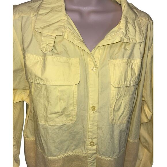 Miss A  Yellow shirt two tone long sleeve front pocket - Picture 3 of 4